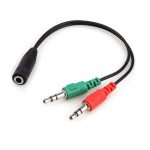 3.5Mm Female To 2 Male Headphone (Mic & Audio) Y Splitter Cable