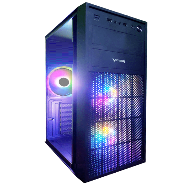 viper gaming casing transparent side panel with 3*12cm rgb casing fans