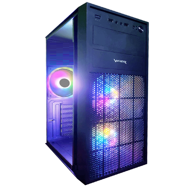 VIPER GAMING CASING TRANSPARENT SIDE PANEL WITH 3*12CM RGB CASING FANS