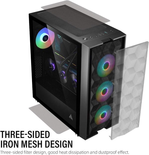 gaming pc casing golden field mage-b gaming casing with rgb fan